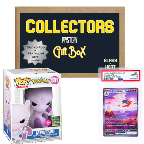 Pokemon Collectors Mystery Gift Box by Slabs of Heat 1 PSA Graded Card + 1 Funko POP!