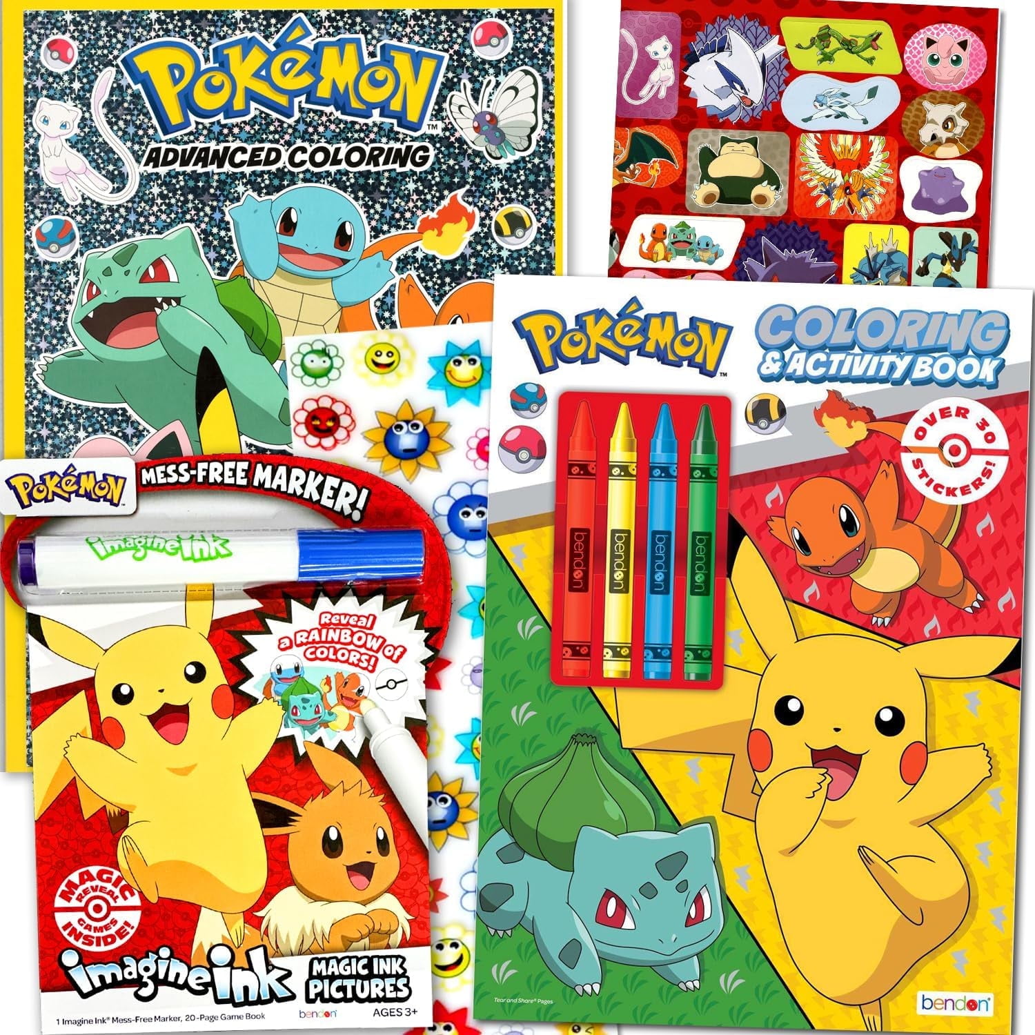 Pokemon Coloring Books Set for Kids Bundle with 3 Pokemon Coloring and Activity Books with Games ...