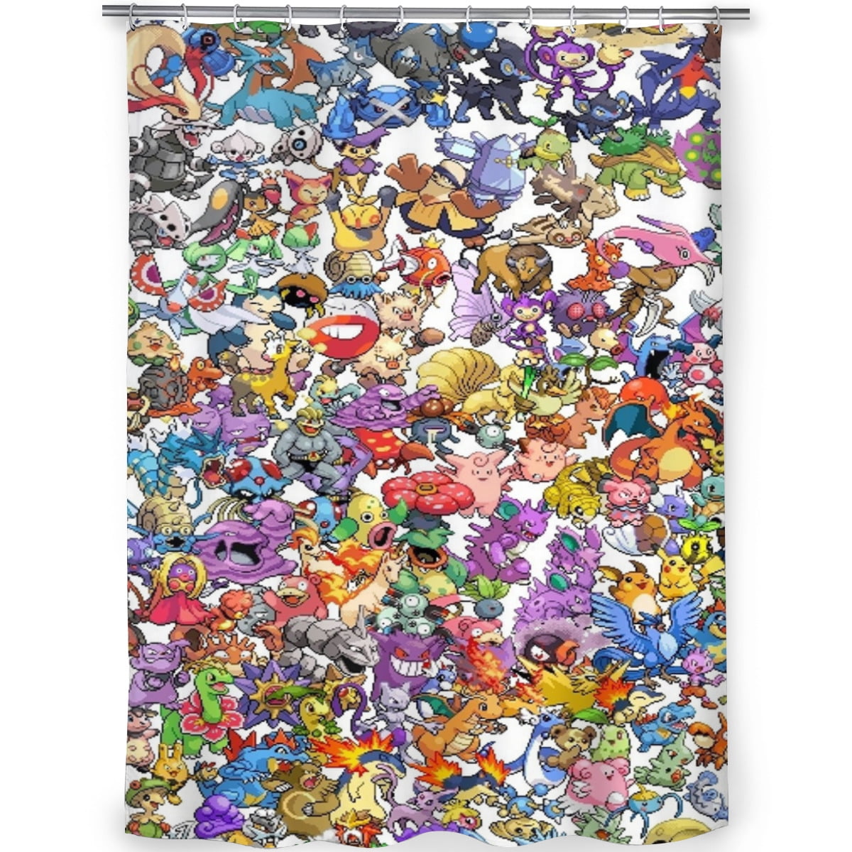 Pokemon Compartment shower curtain for small bathroom, cute shower