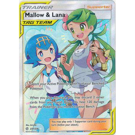 Pokemon Sun & Moon Cosmic Eclipse Ultra Rare Mallow & Lana #231