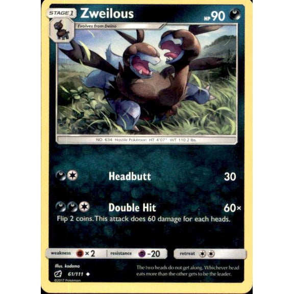 Pokemon Crimson Invasion Uncommon Zweilous #61