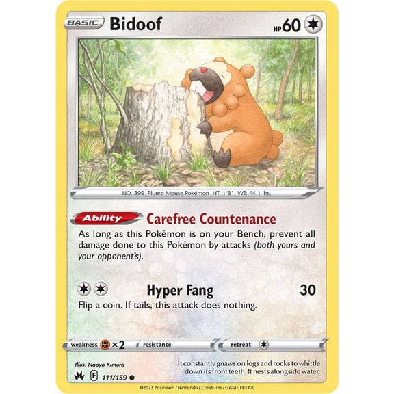 Pokemon Crown Zenith Common Bidoof #111