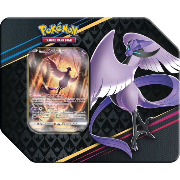 Pokemon Crown Zenith Galarian Articuno Tin Set (5 Booster Packs & Promo Card)
