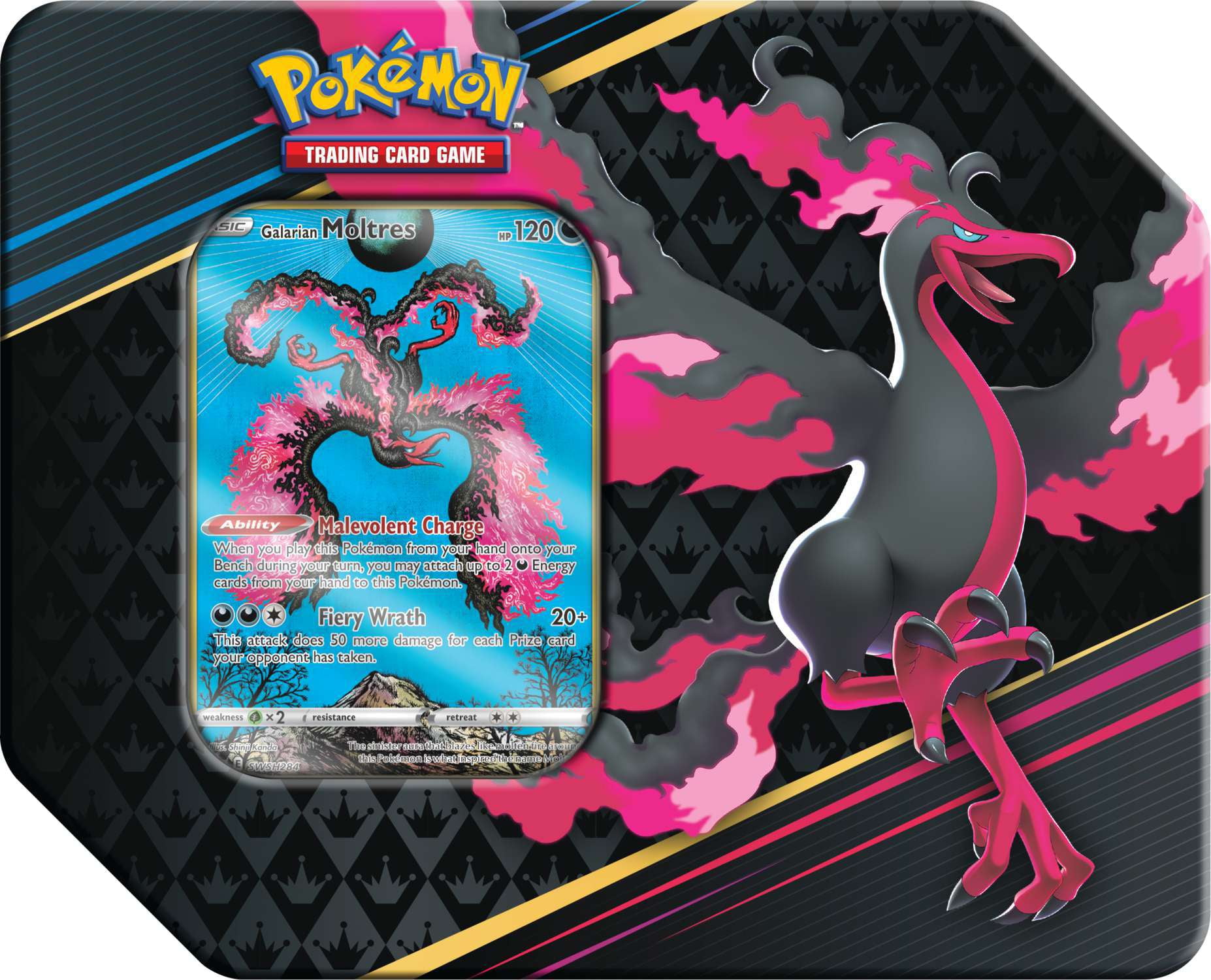 Pokemon Crown Zenith Galarian Moltres Tin Set (5 Booster Packs & Promo Card)