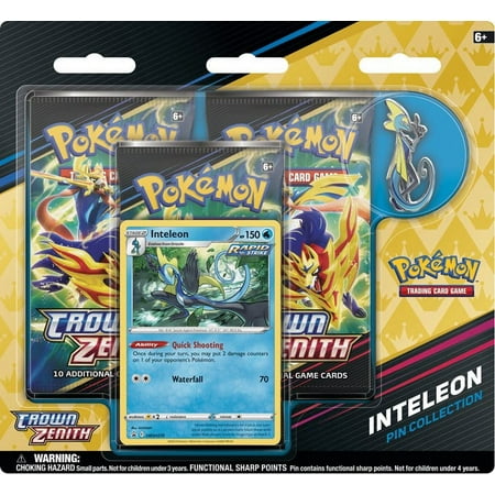 Pokemon Crown Zenith Inteleon Pin Collection (3 Booster Packs, 1 Promo Card & Pin)