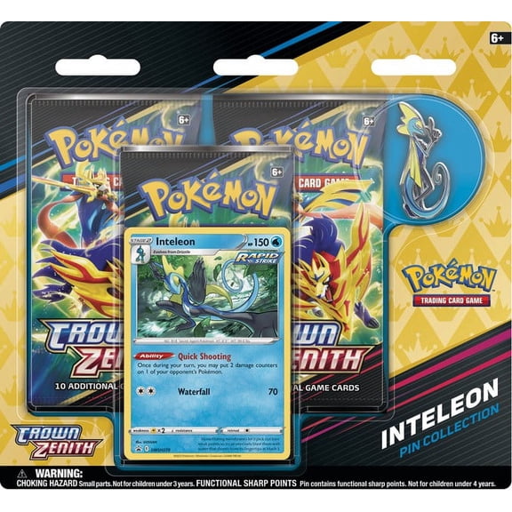 Pokemon Crown Zenith Inteleon Pin Collection (3 Booster Packs, 1 Promo Card & Pin)