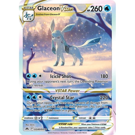 Pokemon Crown Zenith Rare Holo Glaceon VSTAR GG40 (Galarian Gallery)