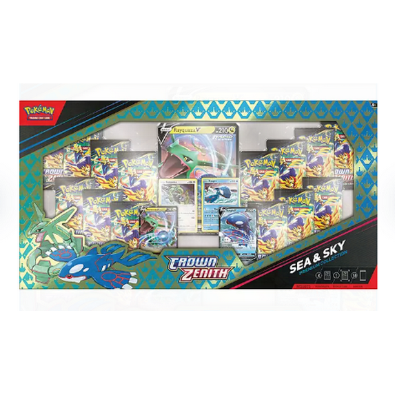 Pokemon Crown Zenith Sea & Sky Premium Collection (14 Booster Packs, 4 Foil Cards, Oversize Card & More!)
