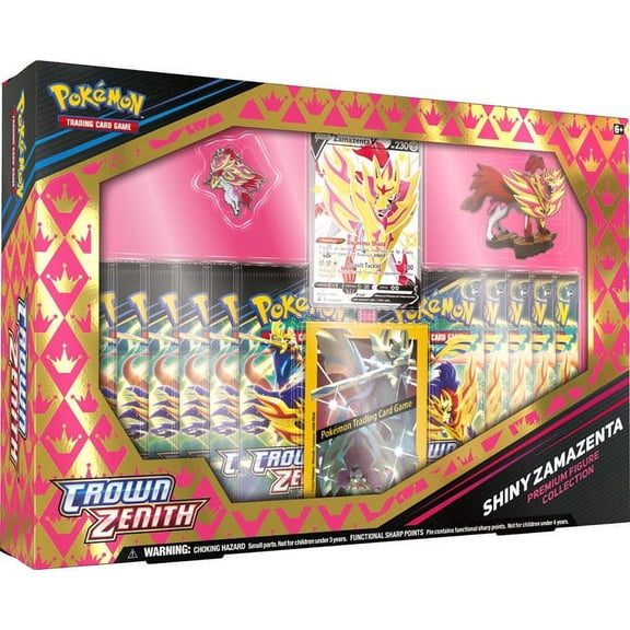 Pokemon Crown Zenith Shiny Zamazenta V Premium Figure Collection (11 Booster Packs, Foil Promo Card, Figure, Pin, 65 Card Sleeves & More)