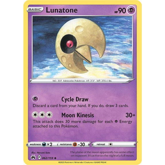 Pokemon Crown Zenith Uncommon Lunatone #62