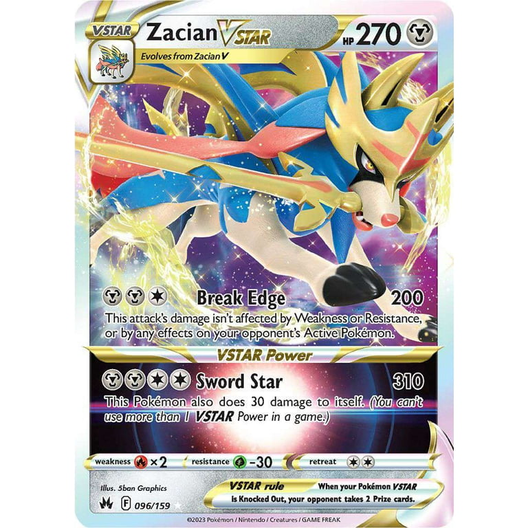 rare pokemon cards crown zenith Holo Zacian VSTAR #96 Evolves from null Type Pokemon Trading Card Game Crown