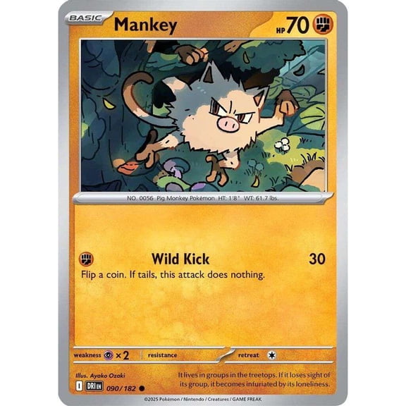 Pokemon Destined Rivals Common Mankey #90