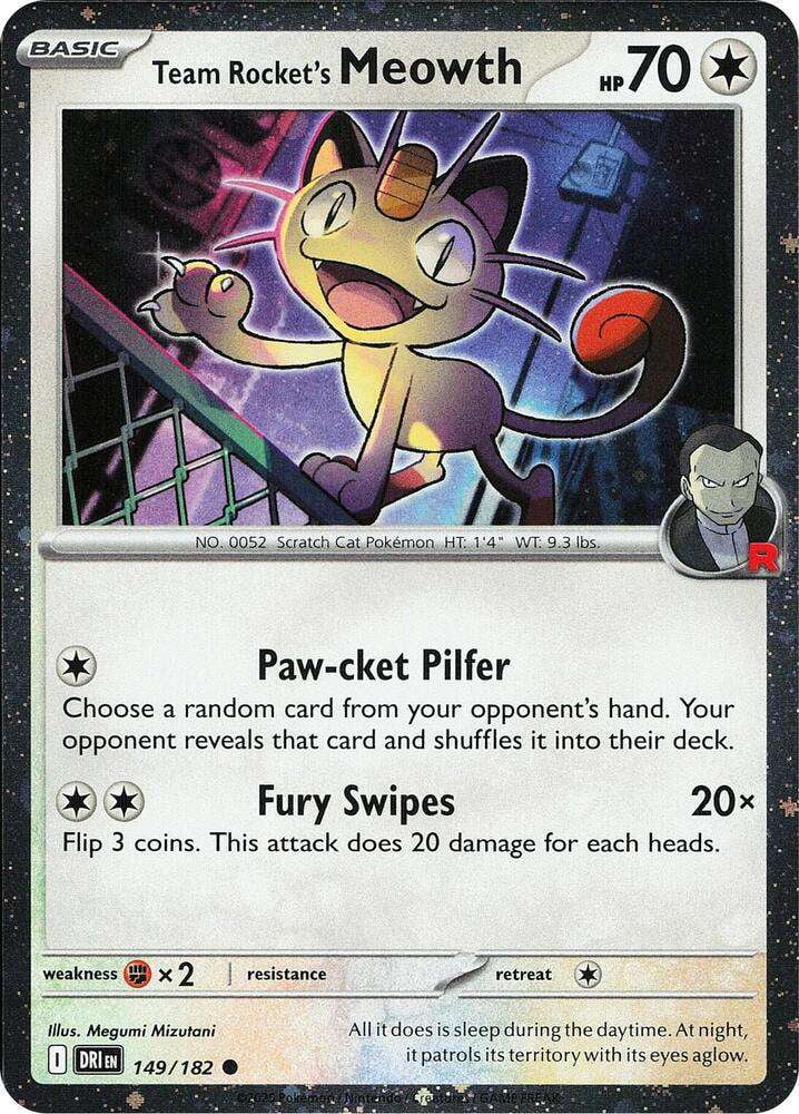 Pokemon Destined Rivals Common Team Rocket's Meowth #149 [Cosmo Holo] -  Walmart.com
