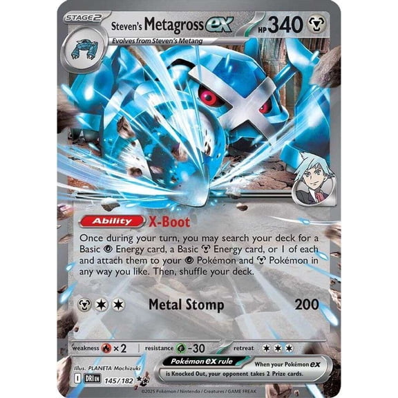 Pokemon Destined Rivals Double Rare Steven's Metagross ex #145