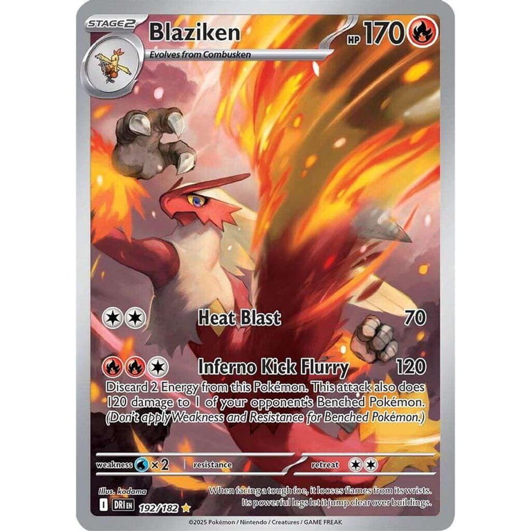 rare blaziken card Pokemon Graded: 192/182 Destined Rivals (2025) Illustration Holo CGC 10 (Dont apply Weakness and Resistance for Benched Pokmon.) 2025 Pokemon Japanese SV10 -
