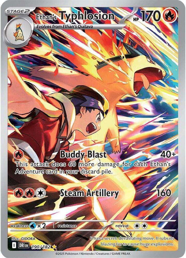Pokemon Destined Rivals Illustration Rare Ethan's Typhlosion #190