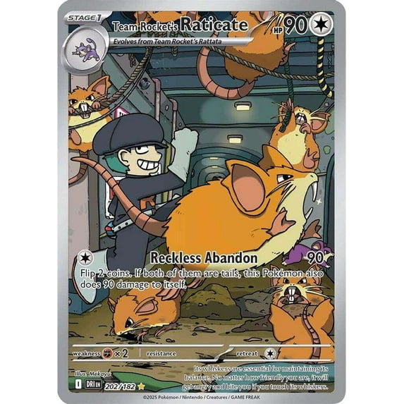 Pokemon Destined Rivals Illustration Rare Team Rocket's Raticate #202