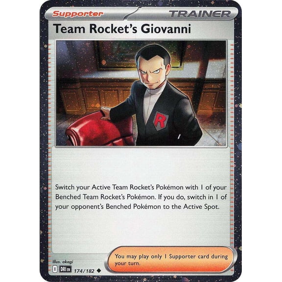 Pokemon Destined Rivals Uncommon Team Rocket's Giovanni #174 [Cosmo Holo]