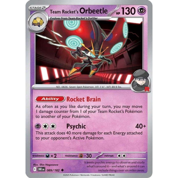 Pokemon Destined Rivals Uncommon Team Rocket's Orbeetle #89