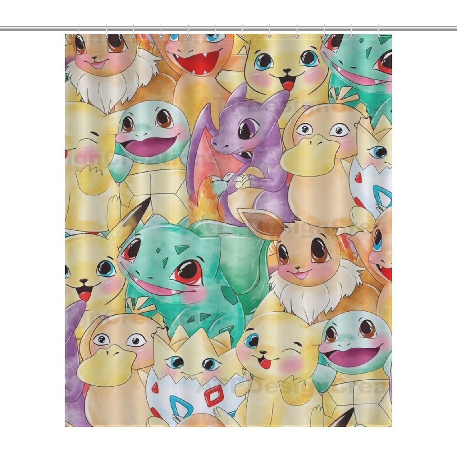 Pokemon Digital Paper Shower Curtain,Shower Curtain liner Washable ...