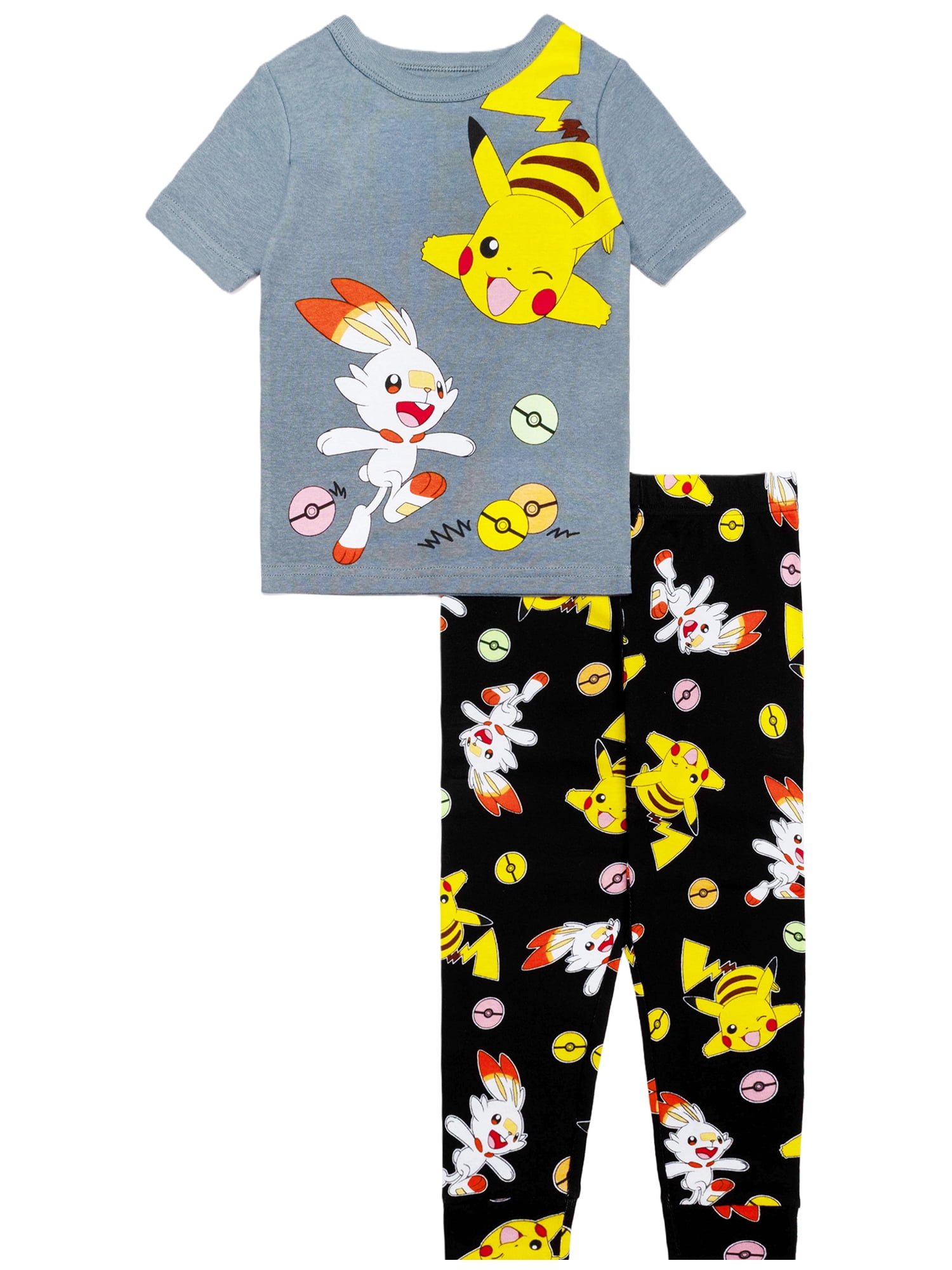 Pokemon Boys 2-Piece Long Sleeve Top and Pant Snug Fit Pajama Set, Sizes 4-11