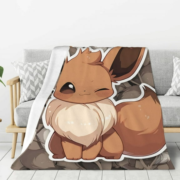 Pokemon- Eevee Blanket,Throw Blanket for Kids and Adults,Soft Plush Fleece Blanket for Bed,Couch,Travel,Cozy Queen Size Blanket, 40"x30"