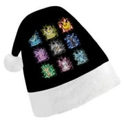 CHENKSHUE Pokemon Eevee Christmas Hat Santa Hat Xmas Holiday Hat Classic Santa Hat for Xmas New Year Party Headwear for Unisex Adults Teens New Year Festive Holiday Party Supplies