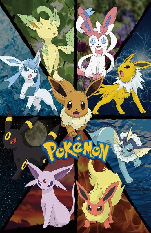 \u0026Pokemon - \u0026Eevee Evolution Anime Game Poster Wall Decor 12x18 inches 30 x 46 cm