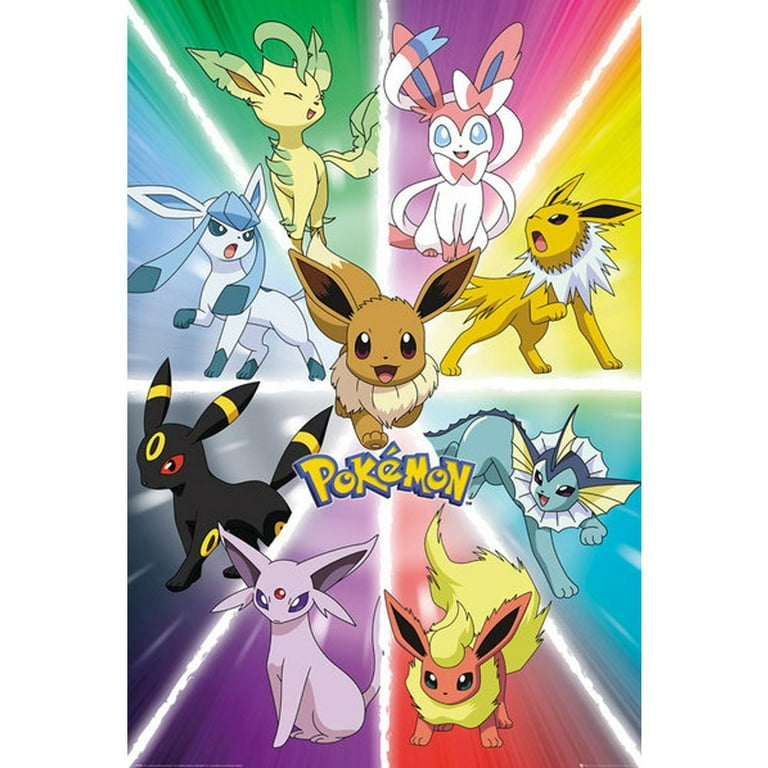 Pokemon Figures Poster, Poster Pokemon Eevee, Pokemon Eeveelutions