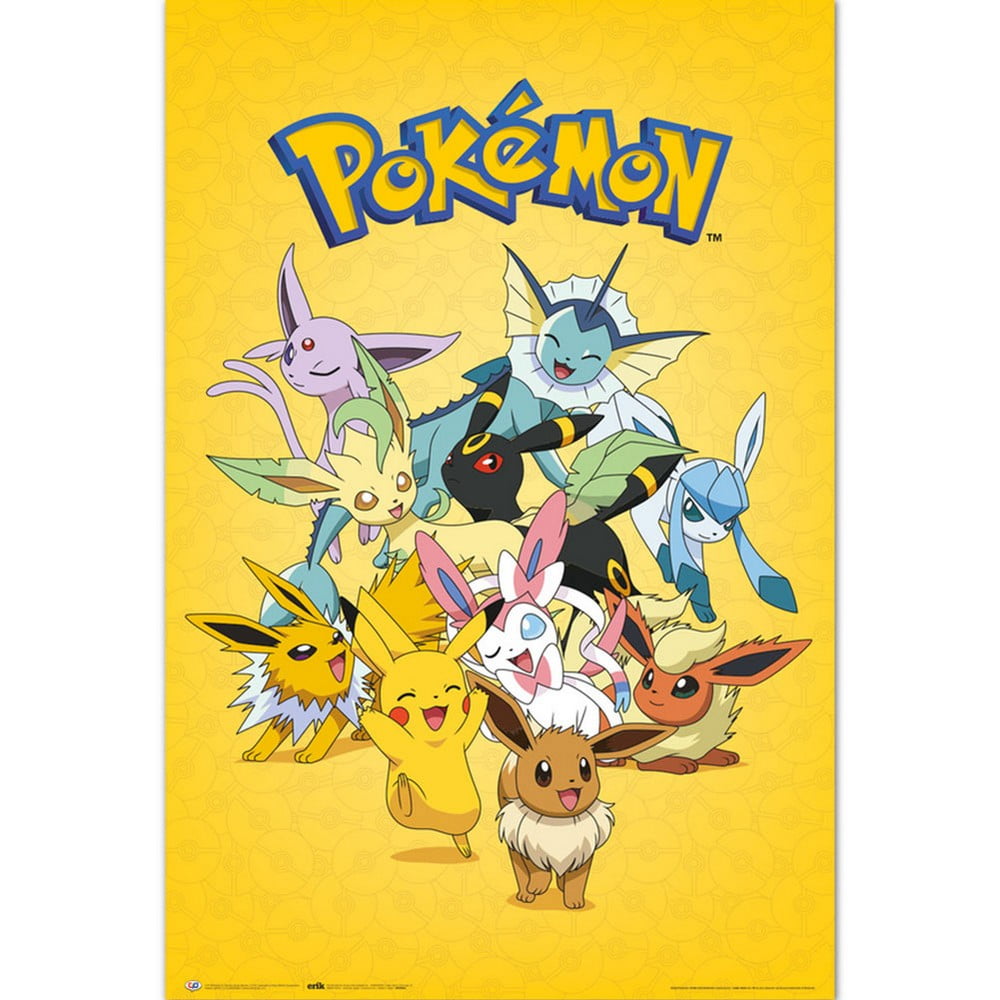  Bundle - 2 Items - Pokemon Eevee Evolutions Poster - 91.5 x  61cms (36 x 24 Inches) and a Set of 4 Repositionable Adhesive Pads for Easy  Wall Fixing: Posters & Prints