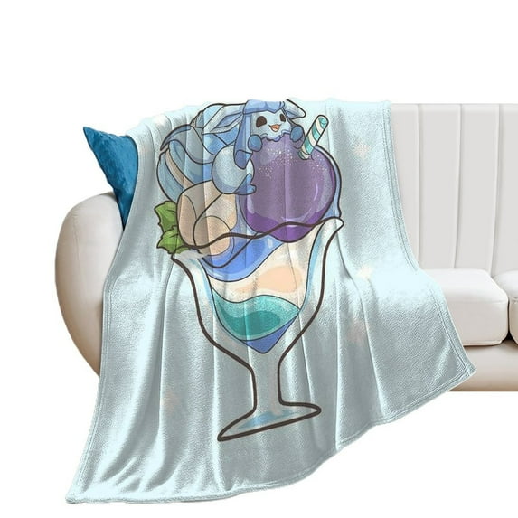 Pokemon Eevee Glaceon Throw Blanket Cute Flannel for Boys Girls Men Women