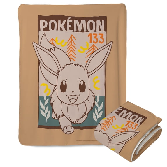 Pokemon Eevee In The Wild Mink Sherpa Throw