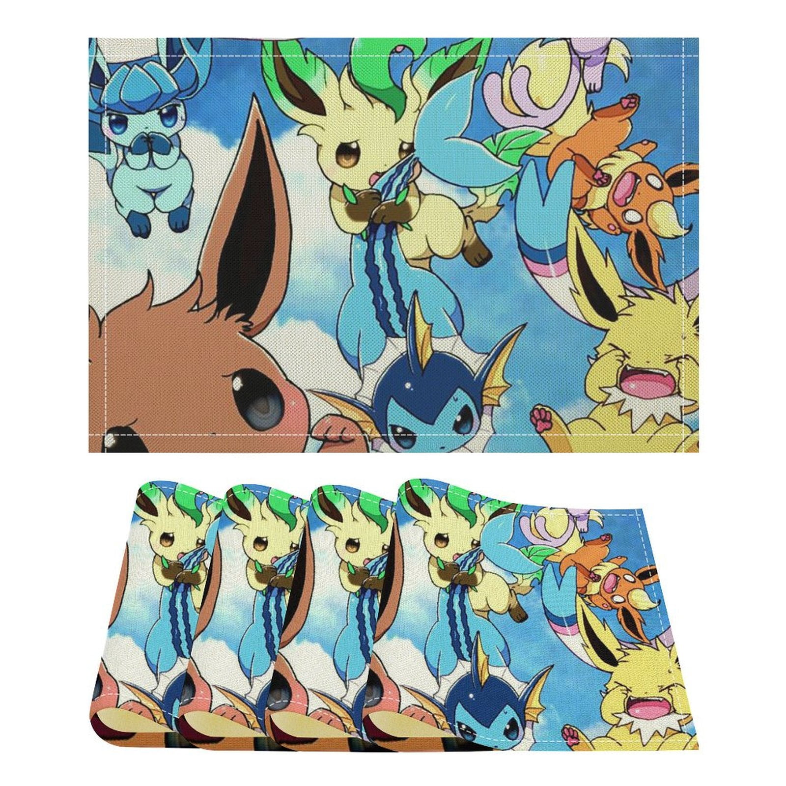 Pokemon_Eevee Linen Placemat, Tabletop Decor Reusable Washable Party ...