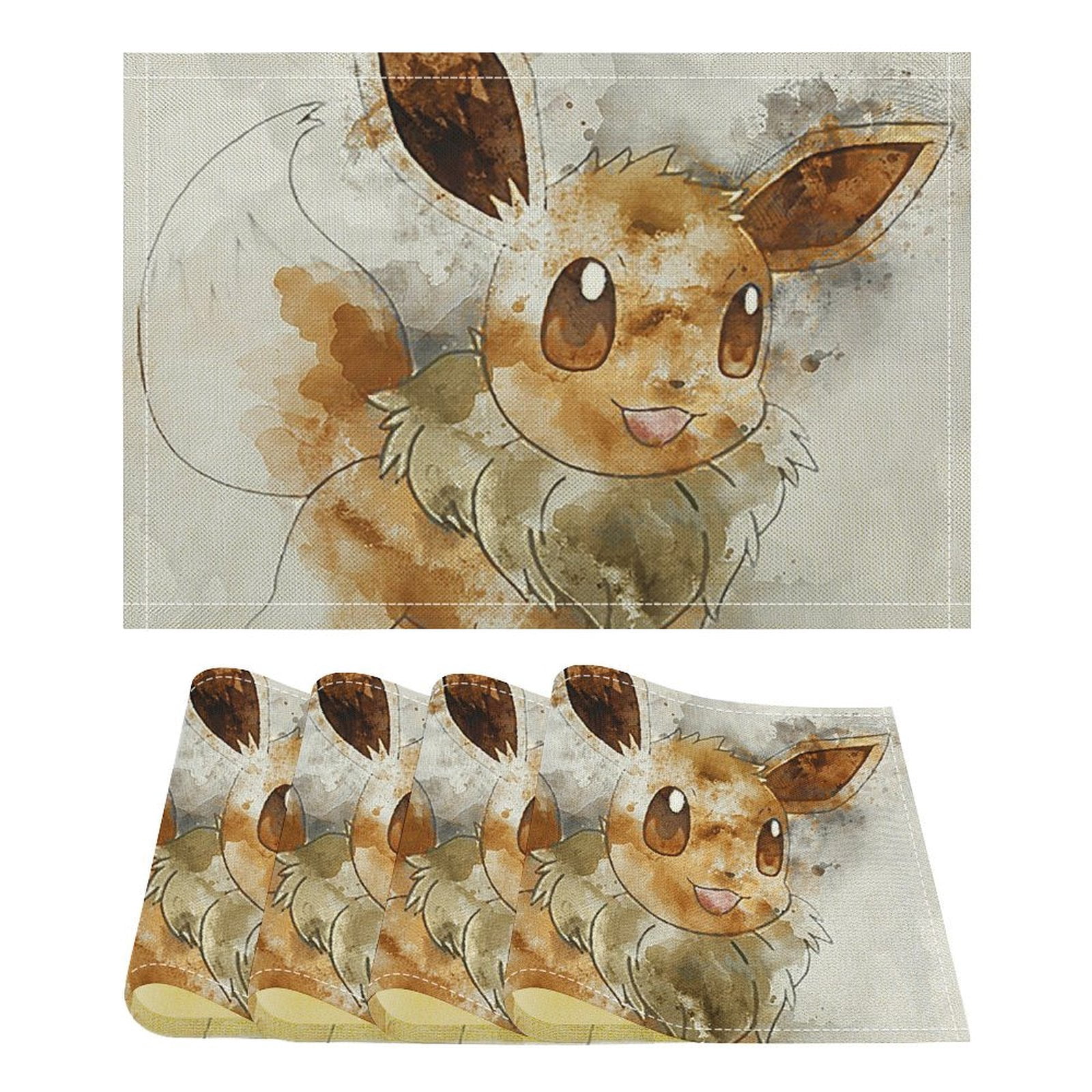 Pokemon_Eevee Linen Placemat, Tabletop Decor Reusable Washable Party ...