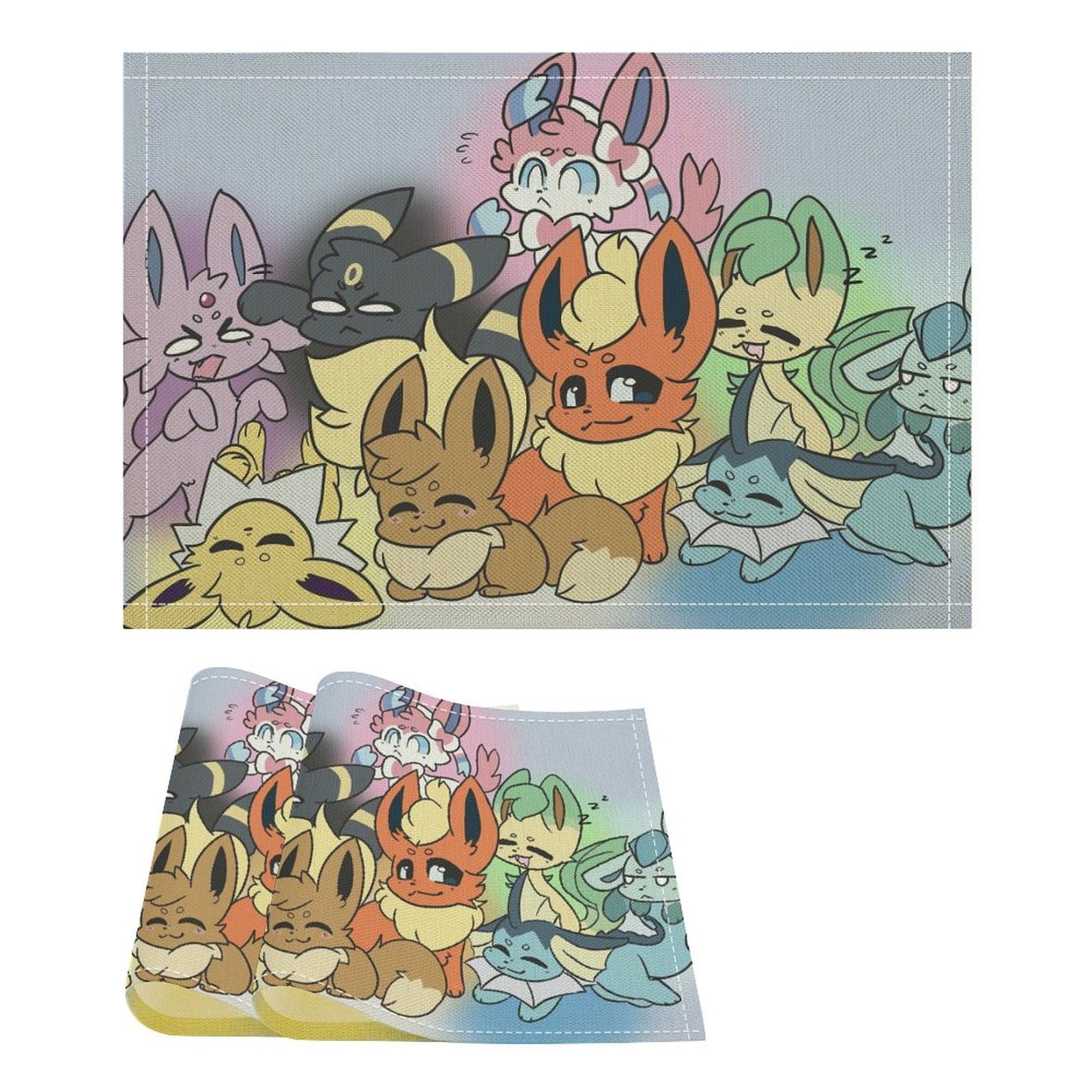 Pokemon_Eevee Linen Placemat, Tabletop Decor Reusable Washable Party ...