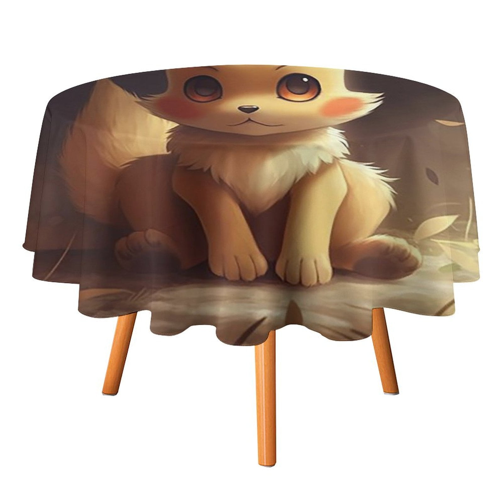 Pokemon Eevee Table Cloth Round Tablecloth Polyester Table Circular ...