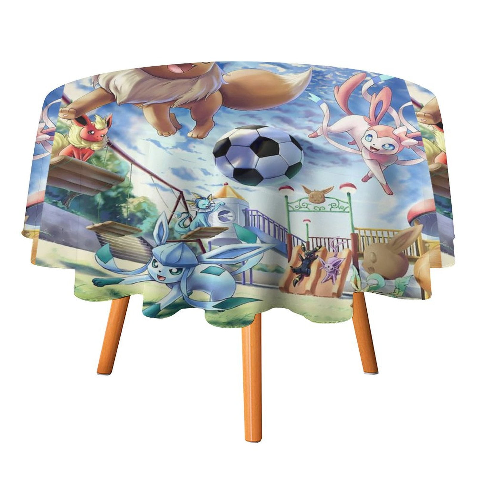 Pokemon Eevee Table Cloth Round Tablecloth Polyester Table Circular ...