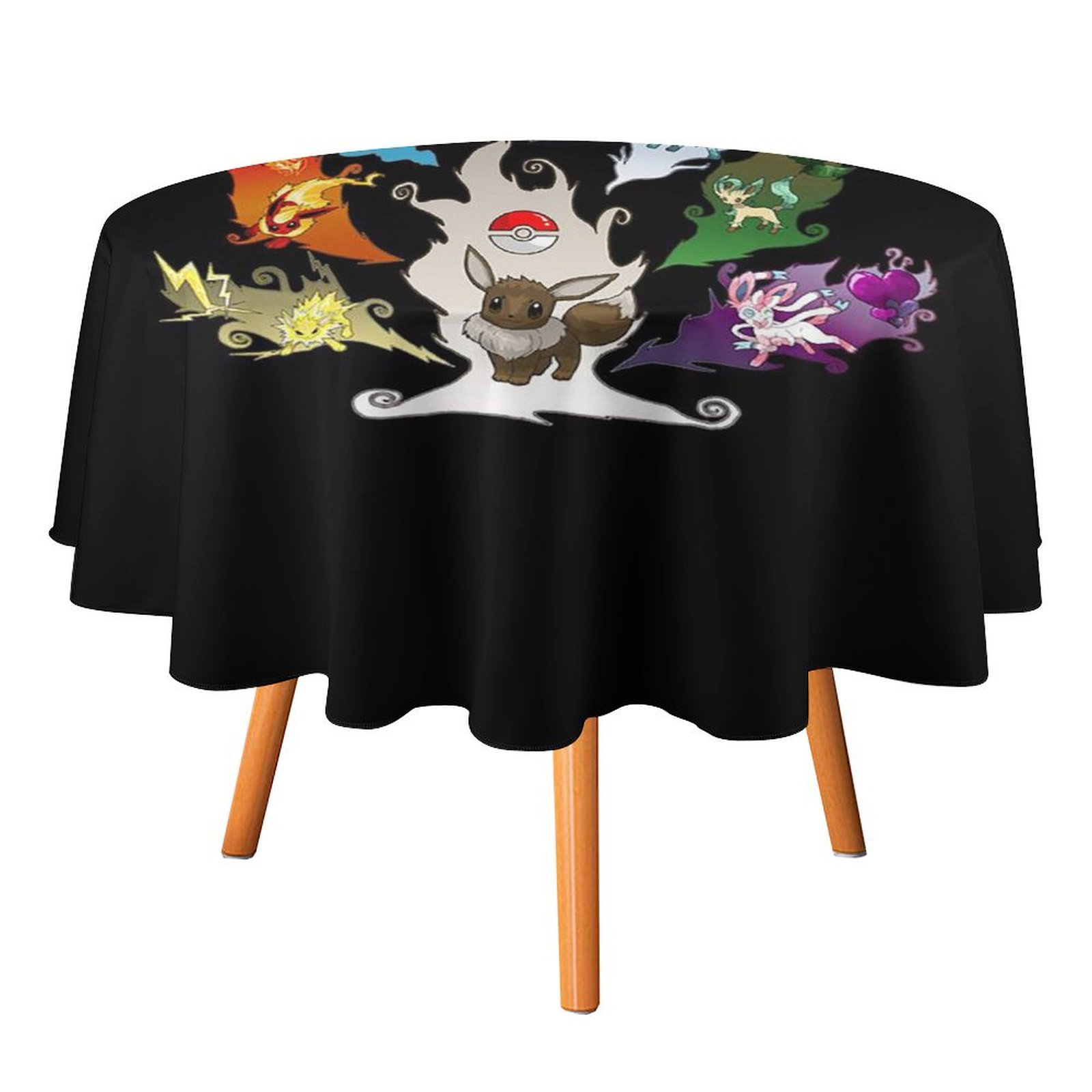 Pokemon Eevee Table Cloth Round Tablecloth Polyester Table Circular ...