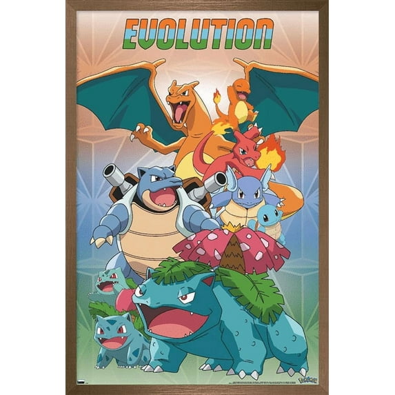 Pokemon - Evolution Trio Wall Poster, 22.375" x 34", Framed
