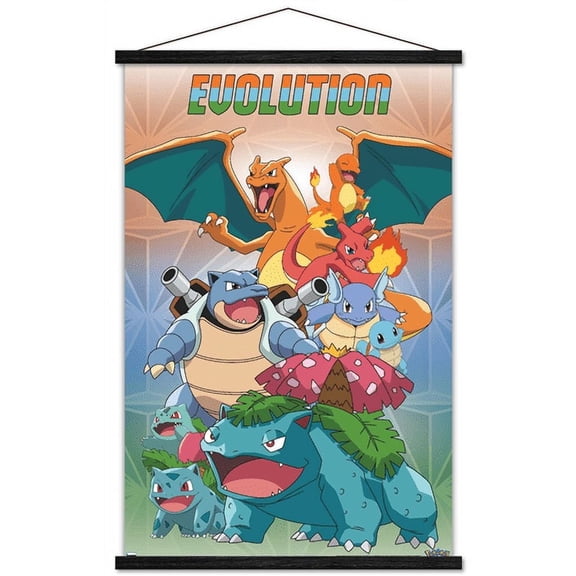 Pokemon - Evolution Trio Wall Poster with Magnetic Frame, 22.375" x 34"