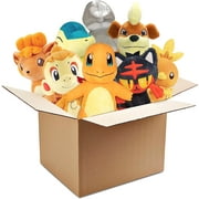 Pokemon Fire Type 8" Plush Assorted Blind Box, 3-Pack - Receive 3 Randomly Selected Fire Type Pokemon Characters & Rare Collectible Silver Pokemon - Surprise Stuffed Animal Toy - Gift for Kids - 2+