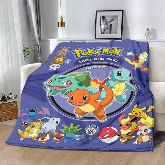 Pokemon Flannel Throw Blanket Cartoon Blanket Soft Plush Blankets Room Decorative Blankets for Women Men 40x50 inch