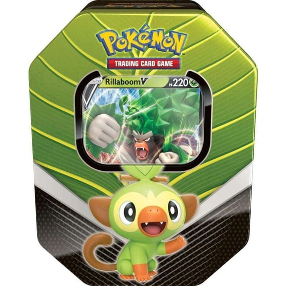 Pokemon Galar Partners Rillaboom V Tin Set (4 Booster Packs & Promo Card)