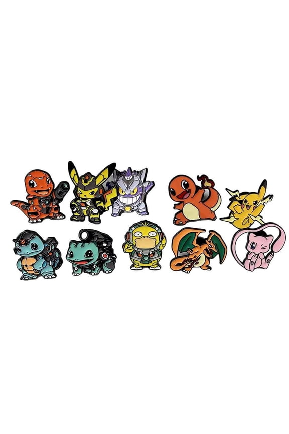 Pokemon Game Characters 1.25 Inch Tall Enamel Metal Pin Set of 10 Pins