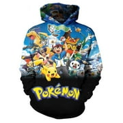 LCZZD Pokemon Game Hoodie Pullover Sweatshirt 3d Printed Cartoon Anime Hoodie Boys/Girls1-S