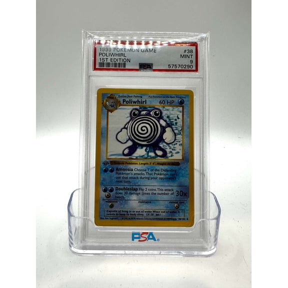 Graded PSA 9 1999 Pokemon Shadowless 1st Edition Poliwhirl #38 Trading Card