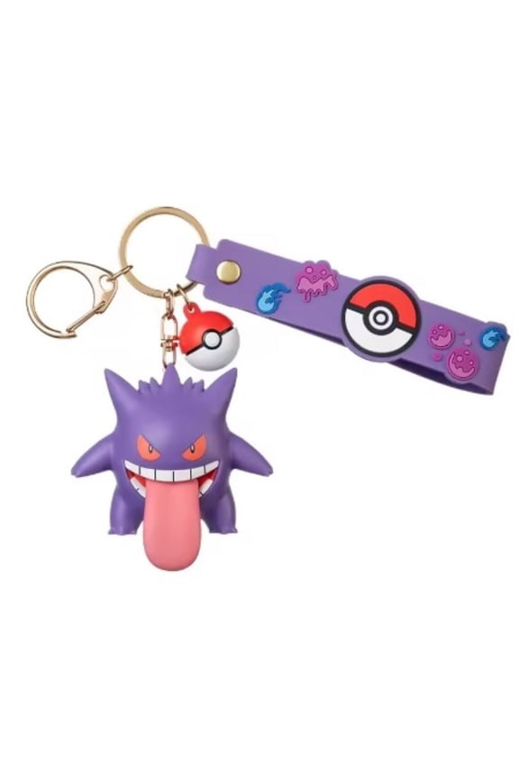 Pokemon Gengar Figure Keychain with Pokéball Charm & Strap, approx 2" Collectible - 1 x Gengar