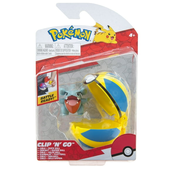 Pokemon Clip 'N' Go Gible & Quick Ball - Includes 2 inch Battle Figure & Quick Ball Accessory