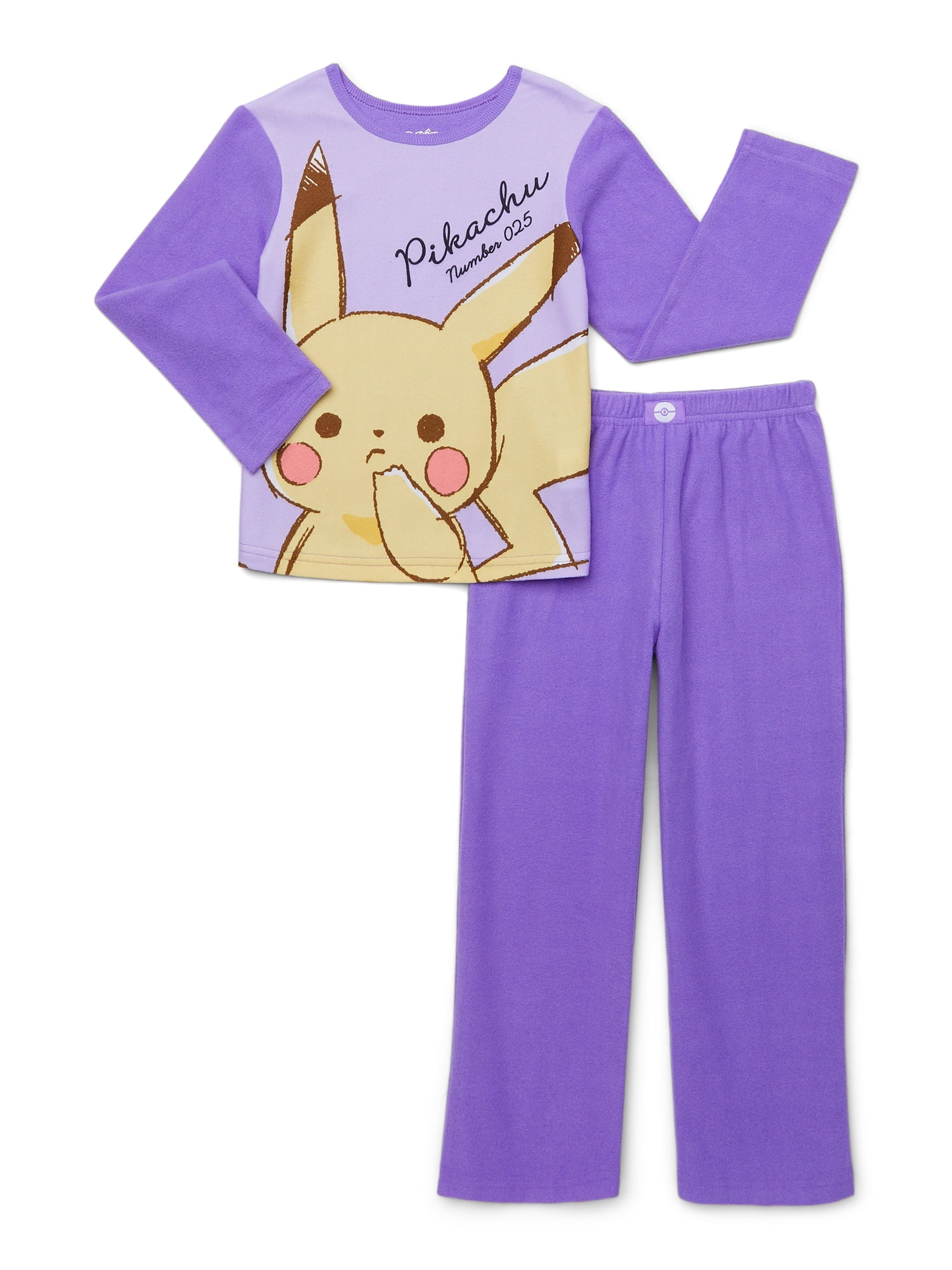 Pokemon Girls Long Sleeve Top and Pants Pajama Set, 2-Piece, Sizes 4-12