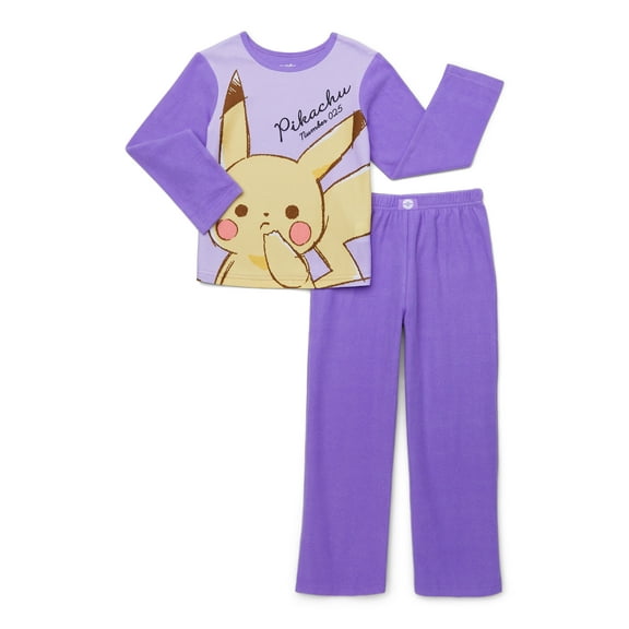 Pokemon Girls Long Sleeve Top and Pants Pajama Set, 2-Piece, Sizes 4-12